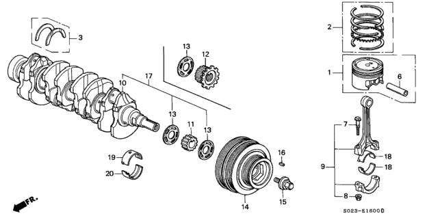 2000 Honda Civic Pulley, Crankshaft Diagram for 13810-P2K-J01