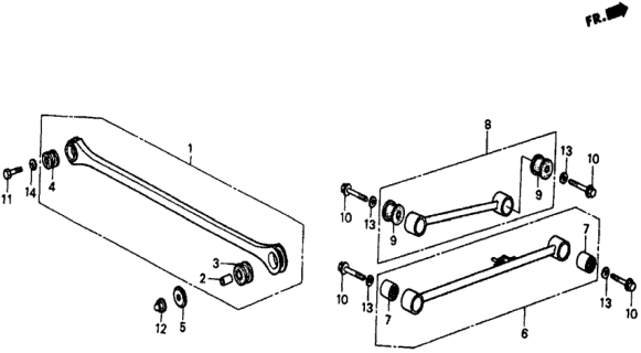 1987 Honda Civic Bush, Rear Control Arm (Upper) Diagram for 52394-SD9-004