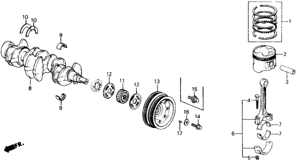 1990 Honda Civic Ring Set, Piston (Over Size) (0.50) (Riken) Diagram for 13031-PM6-G02