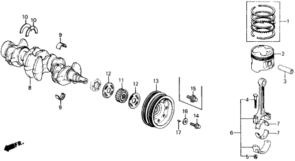 1990 Honda Civic Ring Set, Piston (Over Size) (0.50) (Riken) Diagram for 13031-PM5-A02