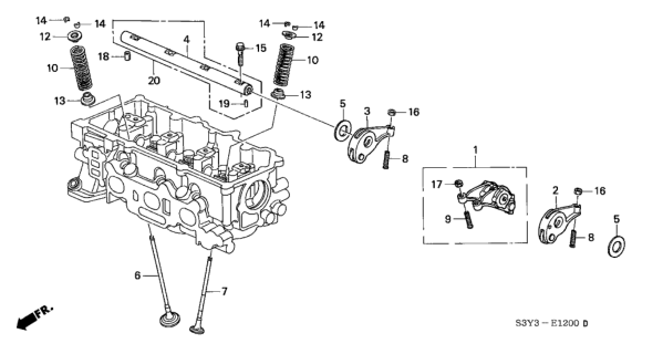 2000 Honda Insight Arm Assembly, Intake Rocker Diagram for 14620-PHM-000
