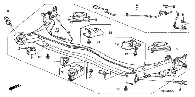 2011 Honda Fit Bracket, L. RR. Brake Hose Diagram for 46429-TF0-000