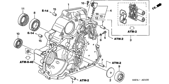 2005 Honda Civic 2 Door EX KA 4AT AT Torque Converter Case Diagram