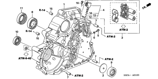 2005 Honda Civic AT Torque Converter Case Diagram