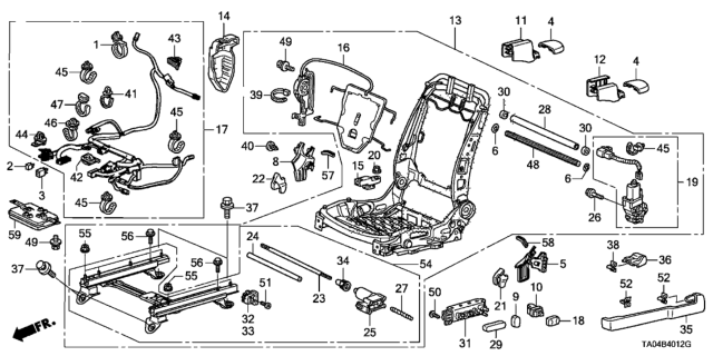 2010 Honda Accord Front Seat Components (Driver Side) (Full Power Seat) Diagram