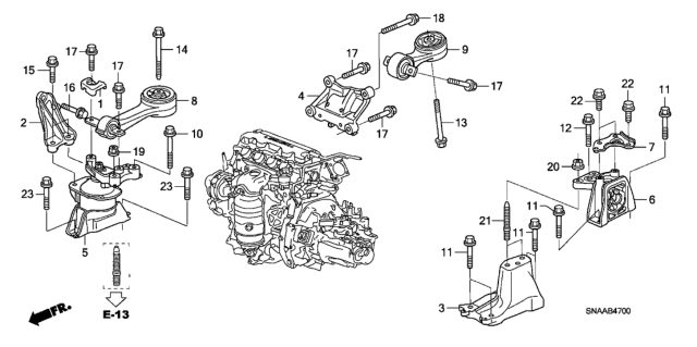 2009 Honda Civic Engine Mounts (1.8L) Diagram