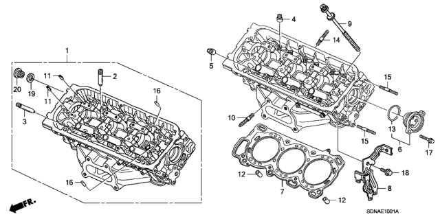 2007 Honda Accord Front Cylinder Head (V6) Diagram