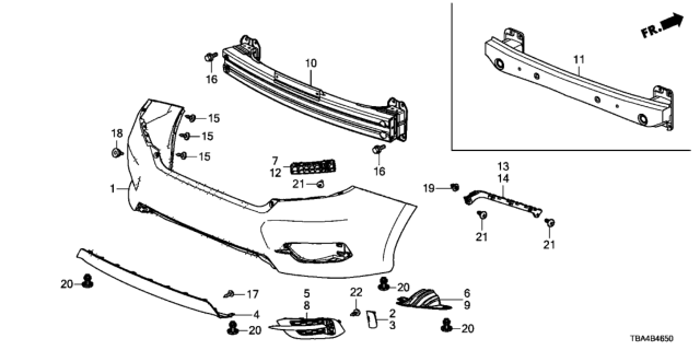 2017 Honda Civic Rear Bumper Diagram