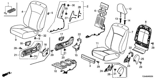 2014 Honda Accord Cover, Right Front Seat-Back Trim (Cashmere Ivory) Diagram for 81121-T2F-A02ZA