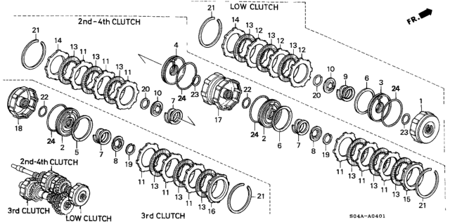 2000 Honda Civic 4 Door DX KA 4AT AT Clutch (Suzuka) Diagram