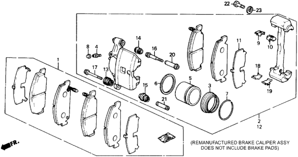 1989 Honda CRX Caliper Assembly, Driver Side (Akebono) Diagram for 45230-SH3-A06