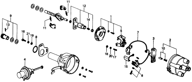 1975 Honda Civic 3 Door ** (1500) KA HMT HMT Distributor Components Diagram