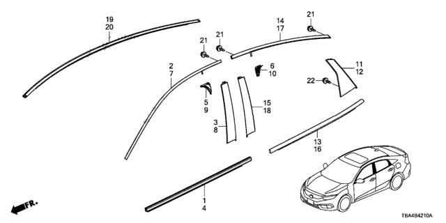 2016 Honda Civic Molding Diagram