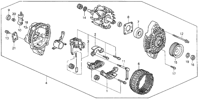 1993 Honda Civic 2 Door DX KA 5MT Alternator (Mitsubishi) Diagram 1