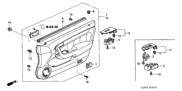 2005 Honda Accord Lining Assy., R. FR. Door *NH167L* (LEA) (GRAPHITE BLACK) Diagram for 83500-SDP-A04ZA