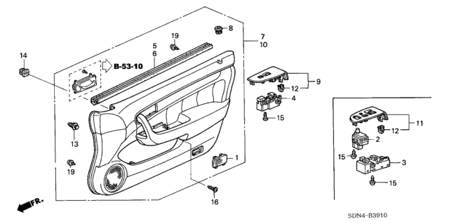 2005 Honda Accord Weatherstrip, R. FR. Door (Inner) Diagram for 72335-SDN-A01