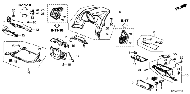 2011 Honda CR-Z Panel Assy., Meter *B179L* (ROYAL INDIGO METALLIC) Diagram for 77200-SZT-A01ZA