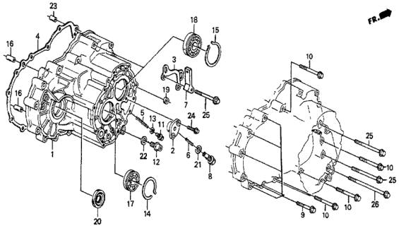 1987 Honda Prelude 2 Door SI KA 4AT AT Transmission Housing Diagram