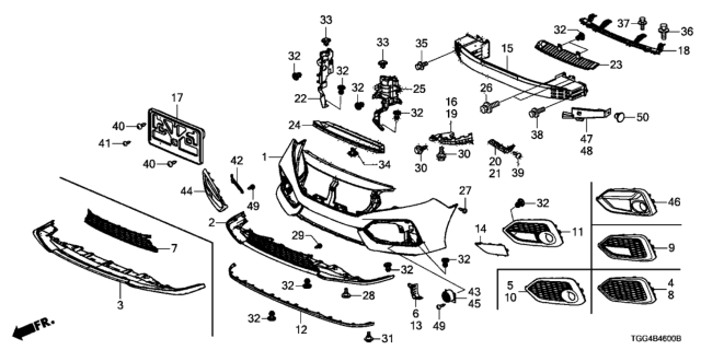 2019 Honda Civic Front Bumper Diagram