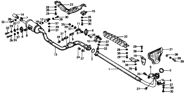 1975 Honda Civic 2 Door ** (1500) KA HMT Exhaust Pipe Diagram