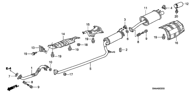 2009 Honda Civic Pipe B, Exhuast Diagram for 18220-SNA-A11