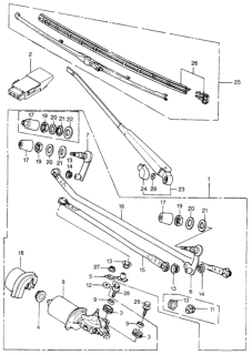 1982 Honda Civic 5 Door ** (WAGOVAN) KA HMT Front Windshield Wiper Diagram