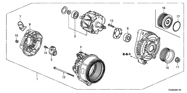 2008 Honda Accord Alternator (Denso) (V6) Diagram