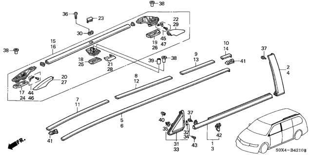 2001 Honda Odyssey Molding Diagram