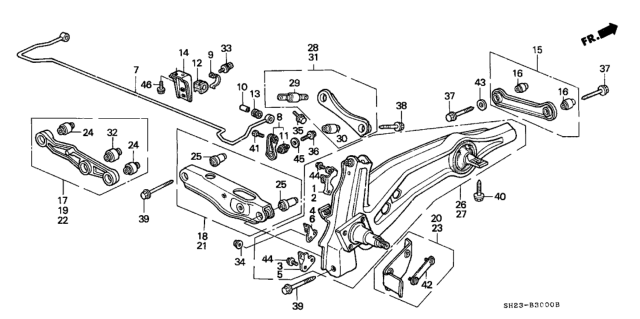 1990 Honda CRX 2 Door HF KH 5MT Rear Lower Arm Diagram