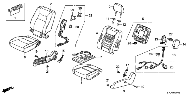 2010 Honda Ridgeline Cover Set, Passenger Side Trim (Atlas Gray) (Leather) (Side Airbag) Diagram for 04811-SJC-L70ZA