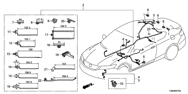 2017 Honda Accord Wire Harness, R. Side Diagram for 32140-T3L-A02