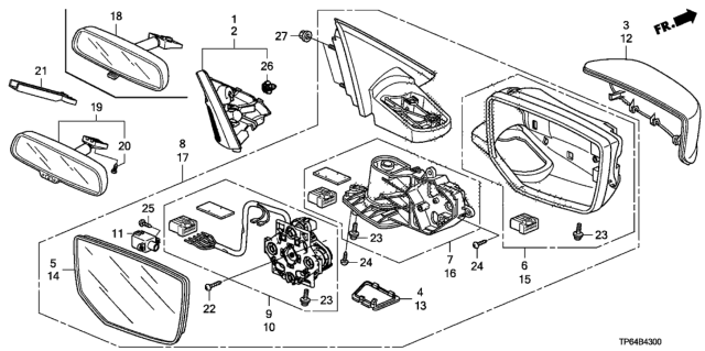 2010 Honda Crosstour Cap, Driver Side Skull (Silver Metallic) Diagram for 76251-TA0-A01ZD