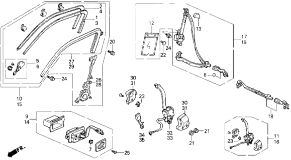 1990 Honda Civic Seat Belt Set, Rear Center (2P-Man) (Graphite Black) Diagram for 04826-SH5-A00ZE