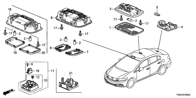 2015 Honda Civic 4 Door LX (SE) KA CVT Interior Light Diagram