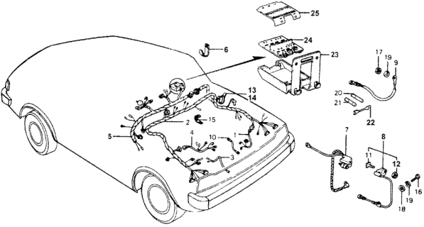 1976 Honda Accord Wire Harness, Instrument Diagram for 32117-671-670