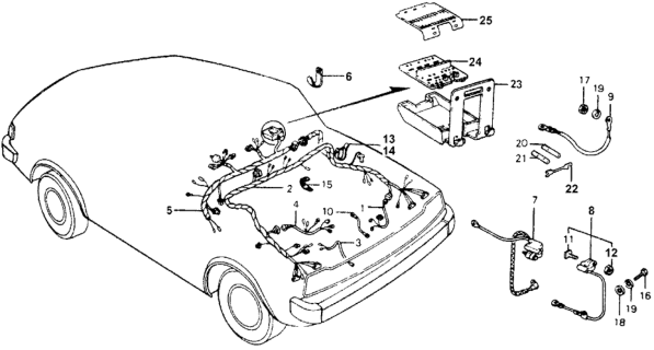 1978 Honda Accord Cable Assembly, Starter Diagram for 32410-671-671