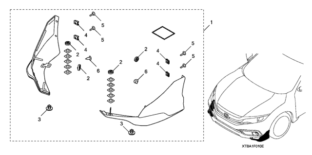 2020 Honda Civic 2 Door EX KA CVT Spoiler - Front Underbody Diagram