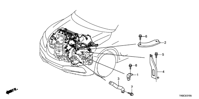 2015 Honda Civic Engine Wire Harness Stay (1.8L) Diagram