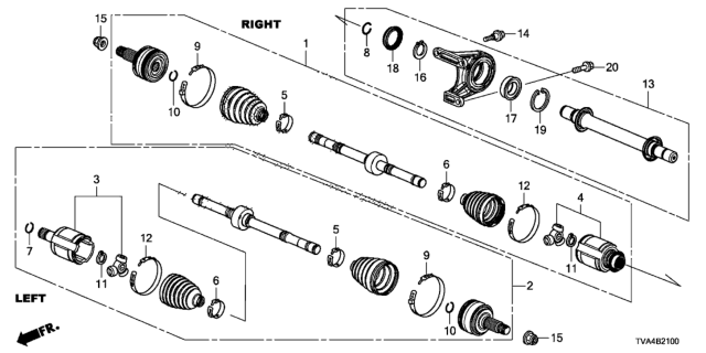 2018 Honda Accord Joint, Inboard Diagram for 44310-TVA-A11