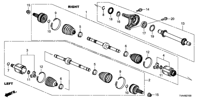 2019 Honda Accord Shaft Assembly, Half Diagram for 44500-TBF-A00