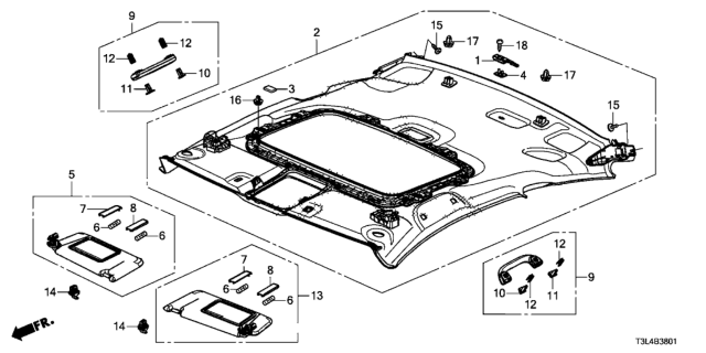 2016 Honda Accord Roof Lining (Sunroof) Diagram