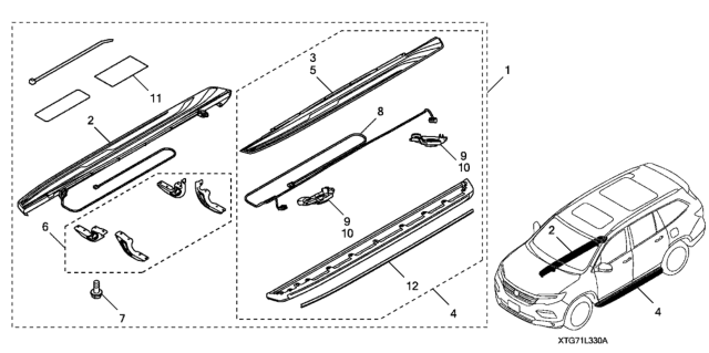 2017 Honda Pilot Running Boards - Premium Lighted (Chrome) Diagram