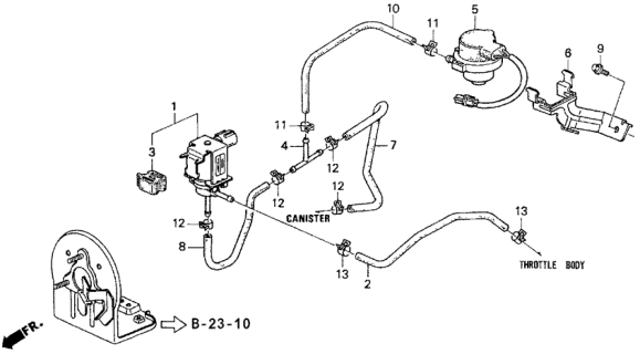 1997 Honda Odyssey 5 Door EX KA 4AT Purge Control Solenoid Valve Diagram