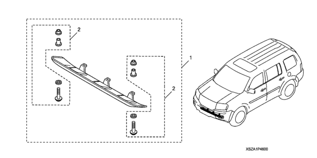 2009 Honda Pilot Front Aluminum Under Trim Diagram