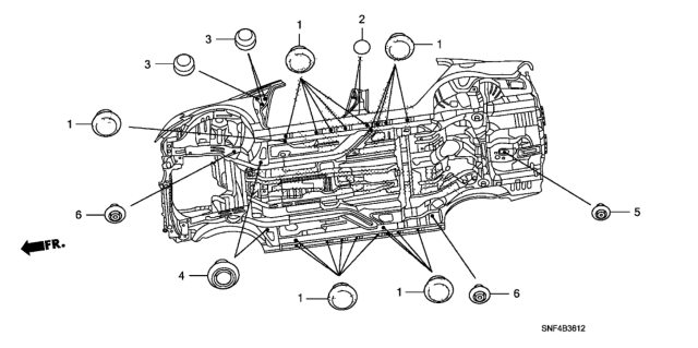 2011 Honda Civic Grommet (Lower) Diagram