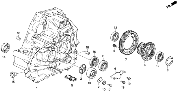 1994 Honda Del Sol Case Assembly, Differential Diagram for 41100-P21-000
