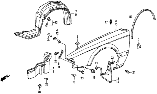 1985 Honda Prelude Front Fender Diagram