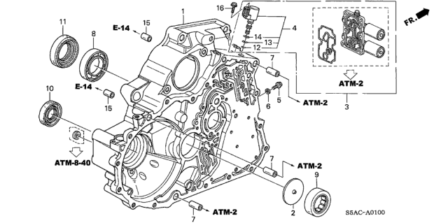 2005 Honda Civic 4 Door LX KA 4AT AT Torque Converter Case Diagram