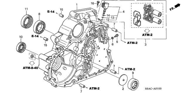 2005 Honda Civic AT Torque Converter Case Diagram