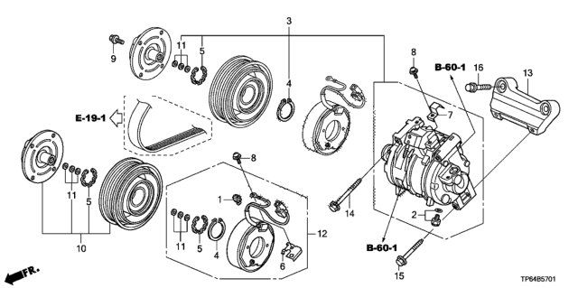 2014 Honda Crosstour A/C Compressor Diagram